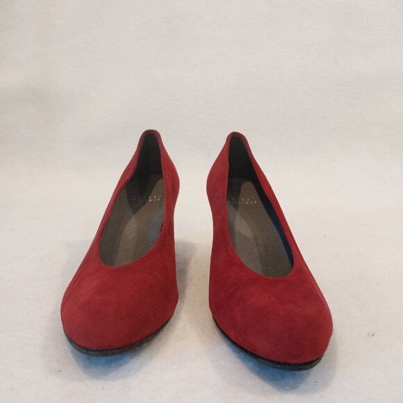 Stuart Weitzman Wedges Shoes Womens 7.5 Choke Up Burgundy Red Suede Pointed Toe, - Picture 5 of 11